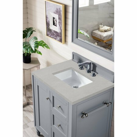 James Martin Vanities Copper Cove Encore 30in Single Vanity, Silver Gray w/ 3 CM Eternal Serena Quartz Top 301-V30-SL-3ESR